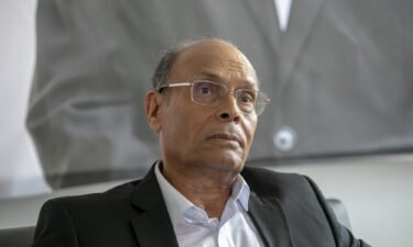 Former Tunisian President Moncef Marzouki speaks in Tunis in 2019.