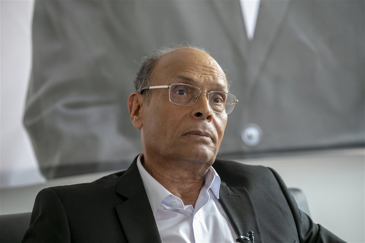 <i>Yassine Gaidi/Anadolu Agency/Getty Images</i><br/>Former Tunisian President Moncef Marzouki speaks in Tunis in 2019.
