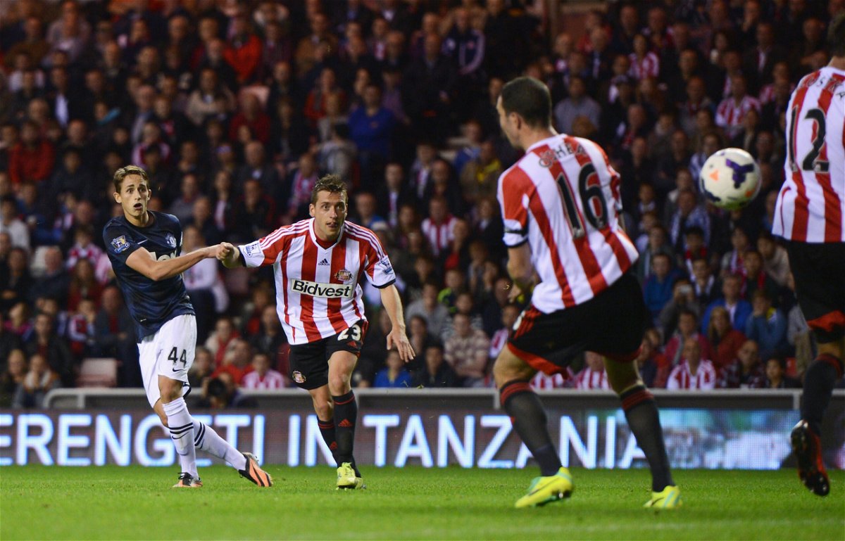 <i>Michael Regan/Getty Images Europe/Getty Images</i><br/>Adnan Januzaj scores Manchester United's second goal against Sunderland in 2013.