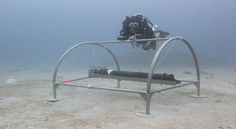 Hydrophone deployed in a tropical reef region within the National Park of American Samoa