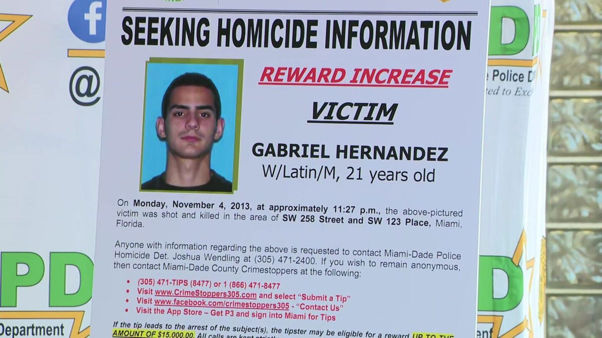 <i>MDPD/WFOR</i><br/>Reward increased for information leading to the arrest of the person responsible in the death of Gabriel Hernandez.