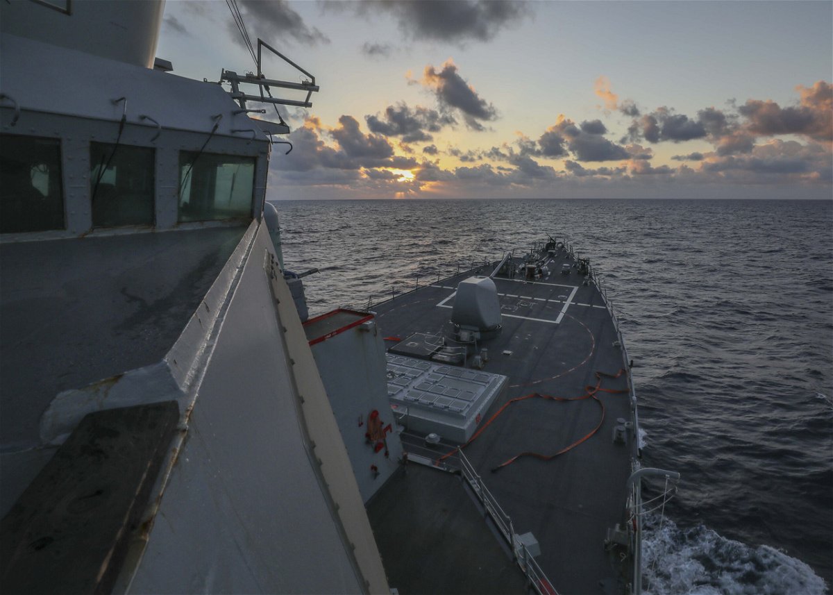 <i>US Navy</i><br/>A United States Navy guided missile destroyer challenged Chinese claims of sovereignty in and around islands in the South China Sea