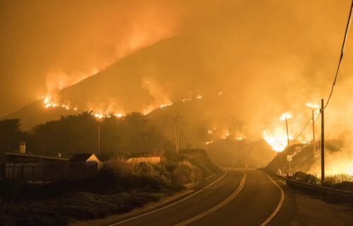 The Colorado Fire burns along Highway 1 near Big Sur