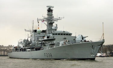 The Royal Navy's HMS Northumberland is seen in a 2007 file photo. A Russian submarine being tracked by a British naval warship on patrol in the North Atlantic more than a year ago hit a sonar the ship was towing