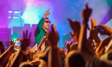 Damon Albarn of Gorillaz performs on the Main Stage during Boardmasters Festival 2021 at Watergate Bay on August 14