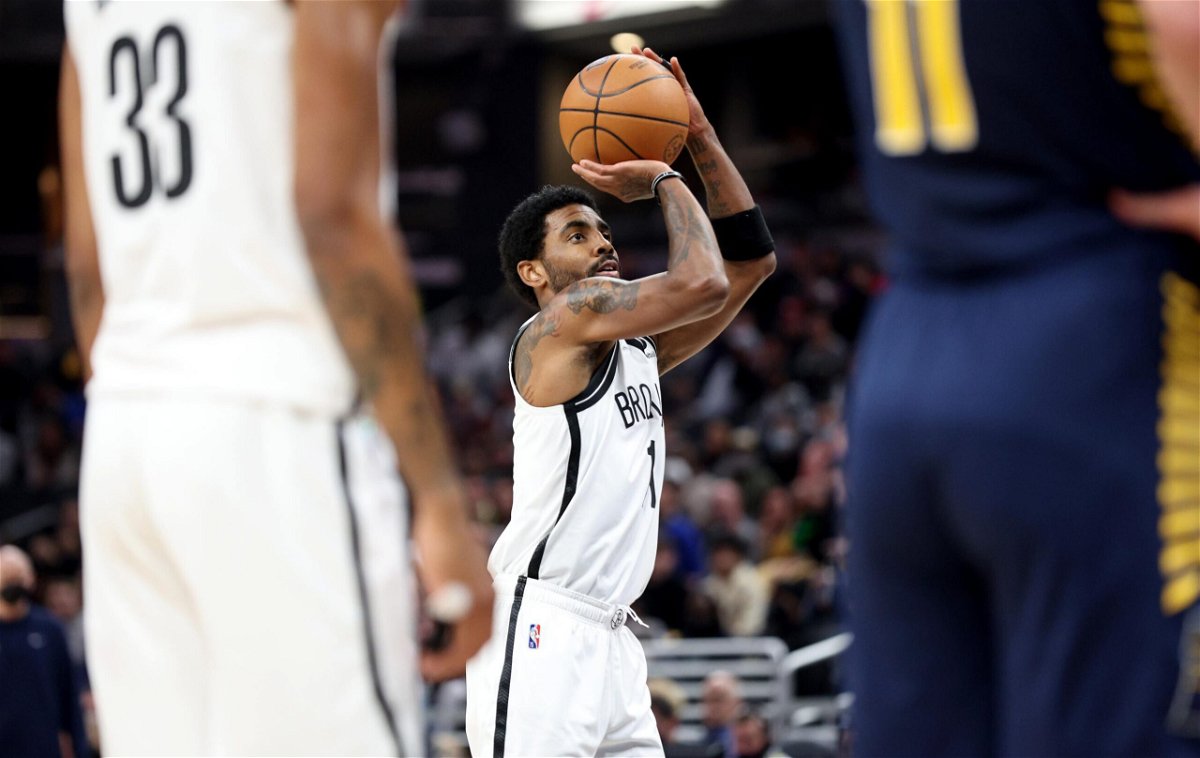 <i>Andy Lyons/Getty Images</i><br/>Kyrie Irving #11of the Brooklyn Nets shoots the ball during the game against the Indiana Pacers at Gainbridge Fieldhouse on January 5