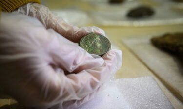 This coin depicting Marcus Aurelius from the reign of Emperor Constantine was one of more than 300 unearthed.