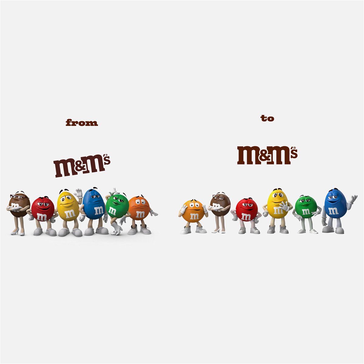 <i>M&Ms</i><br/>M&Ms old logo and characters are shown on the left