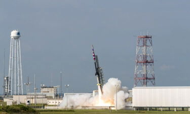 A sounding rocket is seen launching from Wallops