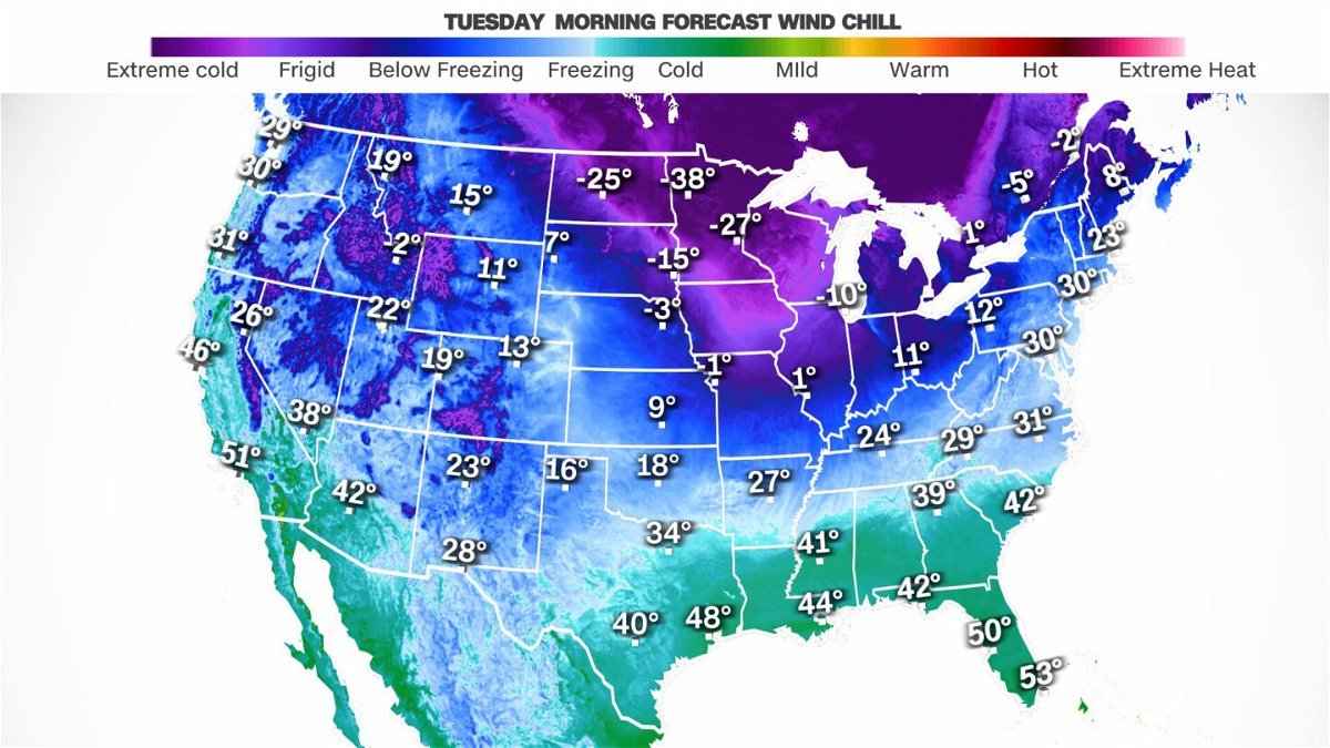 <i>CNN Weather</i><br/>Wind chill temperatures