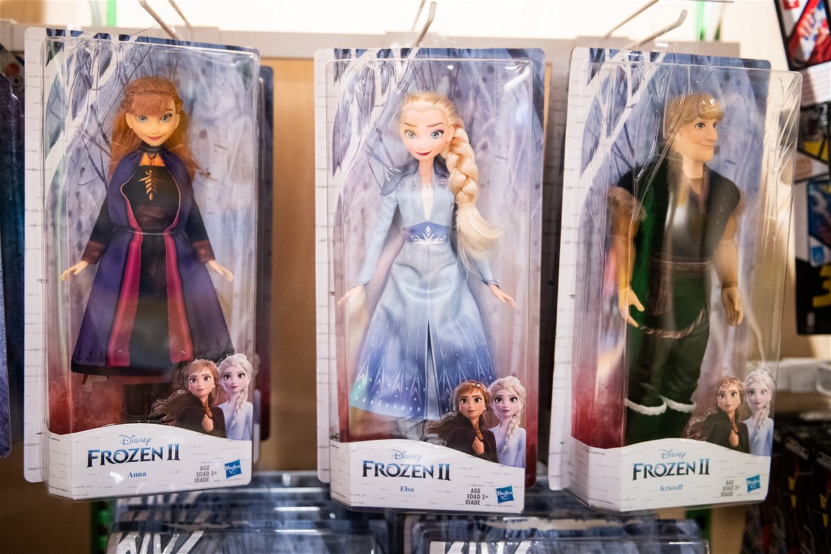 <i>Mark Kauzlarich/Bloomberg/Getty Images</i><br/>Walt Disney Co. Frozen II dolls hang on display at a Toys 