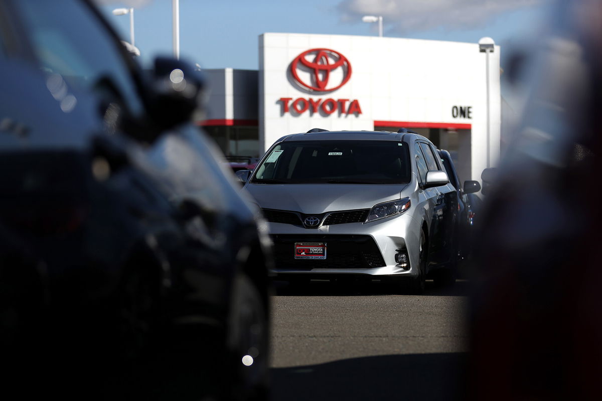 <i>Justin Sullivan/Getty Images</i><br/>Brand new Toyota cars are displayed on the sales lot at One Toyota of Oakland on February 06