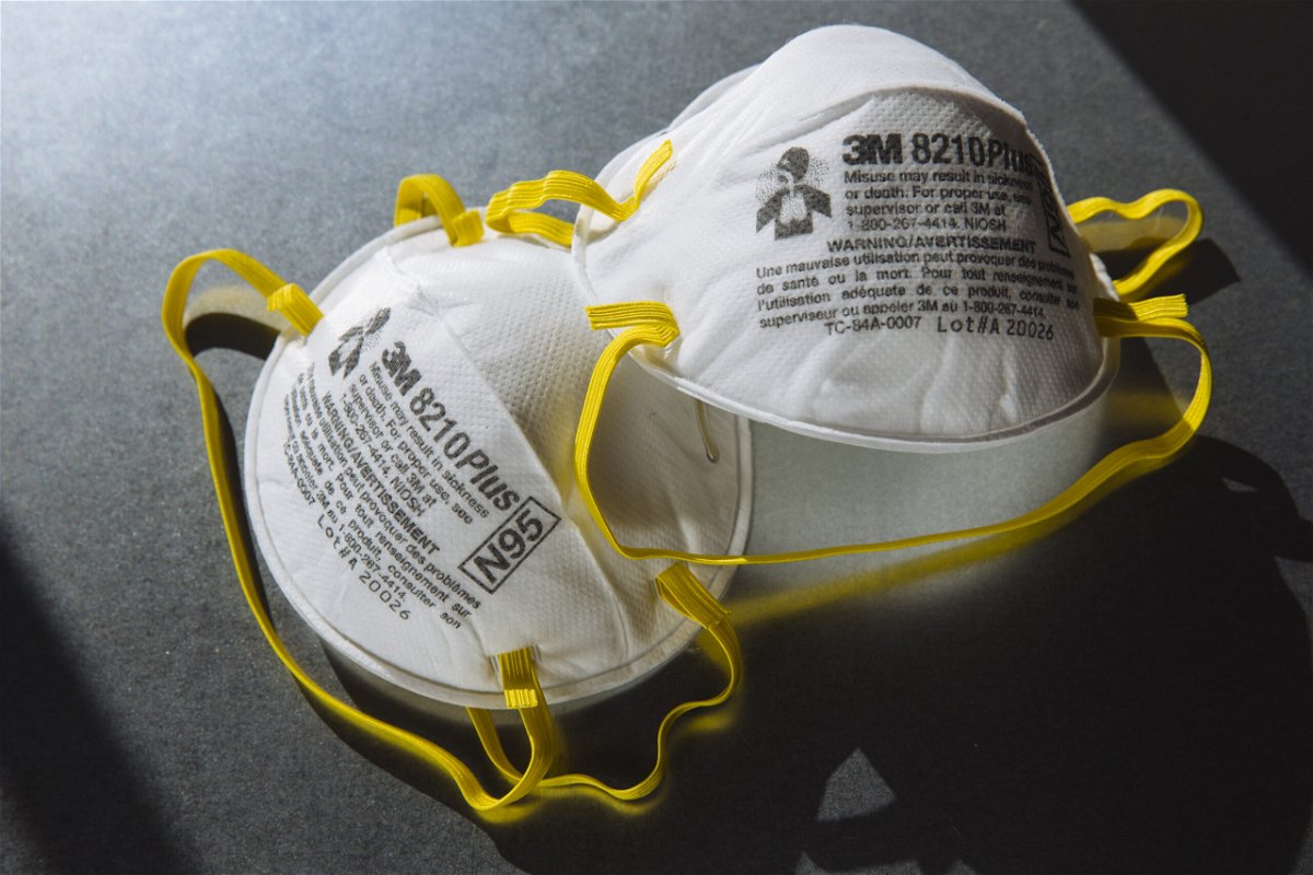 <i>Angus Mordant/Bloomberg/Getty Images</i><br/>3M Performance Particulate Respirator 8210Plus N95s are arranged for a photograph in New York state on July 29