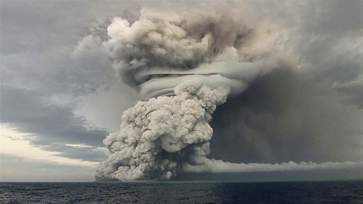 <i>Tonga Geological Services/EyePress/Reuters</i><br/>A powerful undersea volcano eruption in Tonga on January 14.