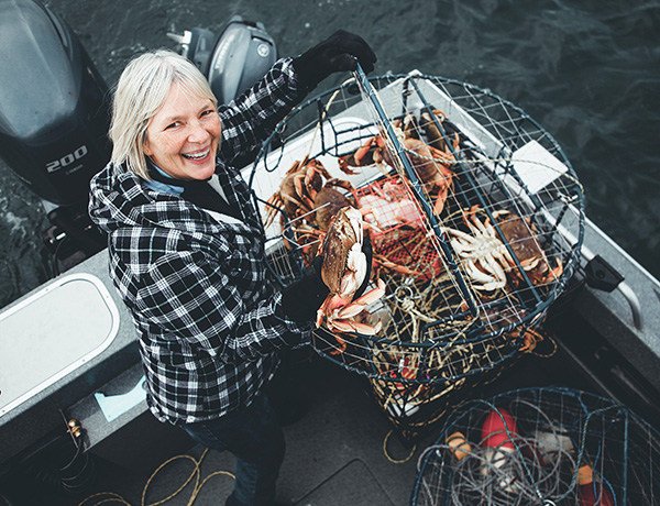 Anita crabbing out of Newport