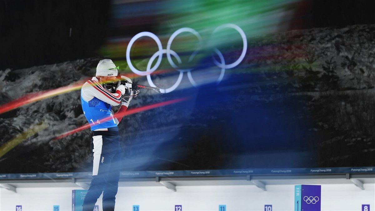 A biathlete at the 2018 Winter Olympics