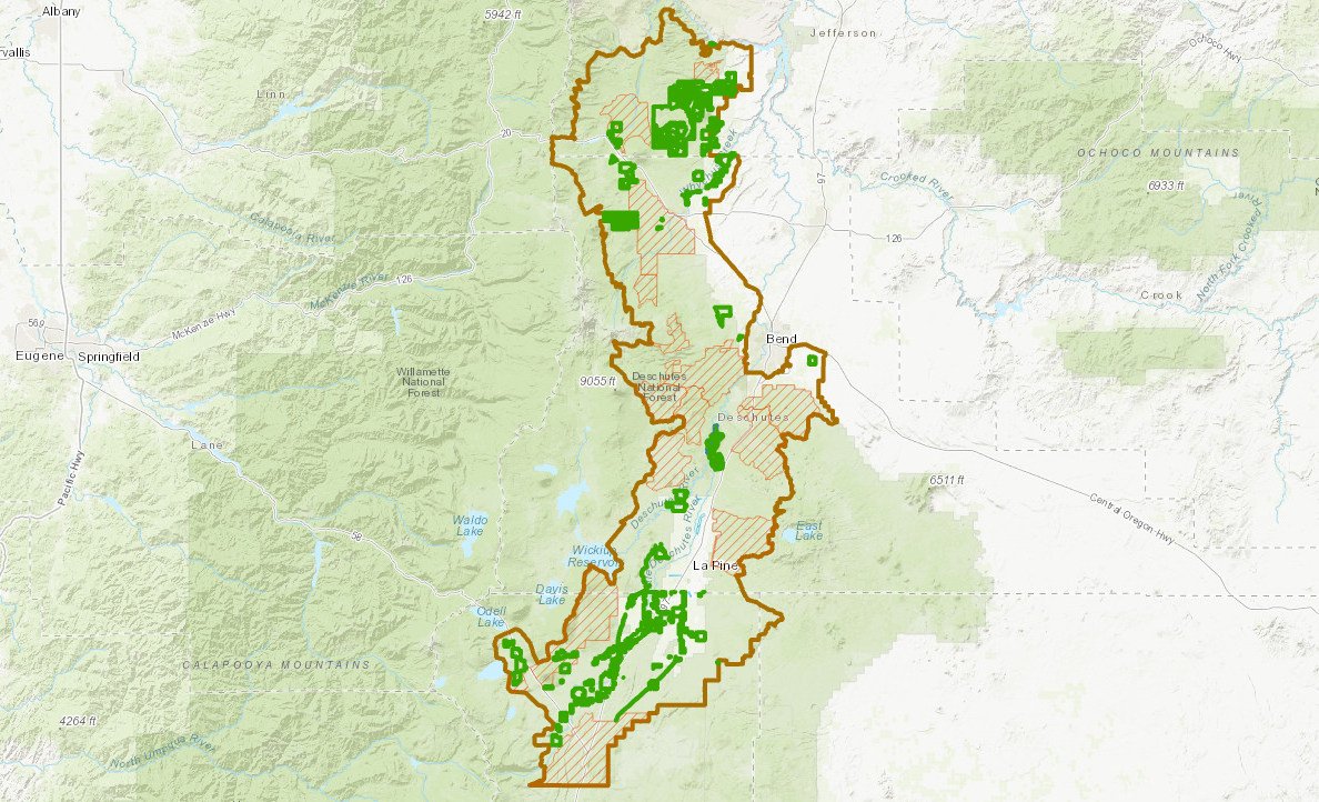 Map of planned hazardous fuels treatment by the Central Oregon Shared Stewardship Landscape Resiliency Project