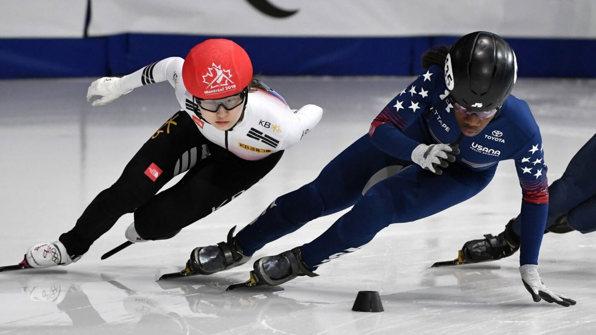 Choi MinJeong and Maame Biney skate