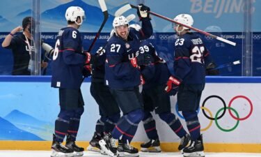 US men's Olympic team celebrates goal vs. China