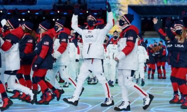 U.S. Olympic team members celebrate during Opening Ceremony