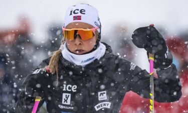 Biathlon athlete Ingrid Landmark Tandrevold cross-country skiing in the snow