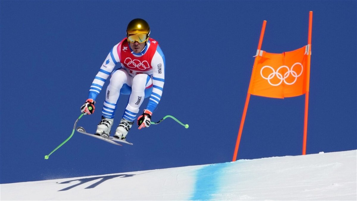 Johan Clarey training at the 2022 Winter Olympics
