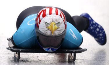 Katie Uhlaender slides during women's skeleton training