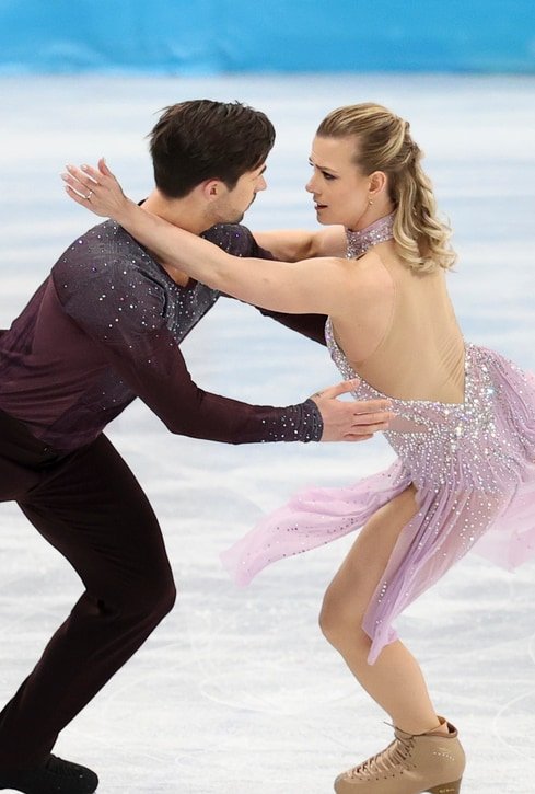 Madison Hubbell and Zachary Donohue of Team USA skate during the ice dance free dance on Day 10 of the 2022 Winter Olympic Games in Beijing.