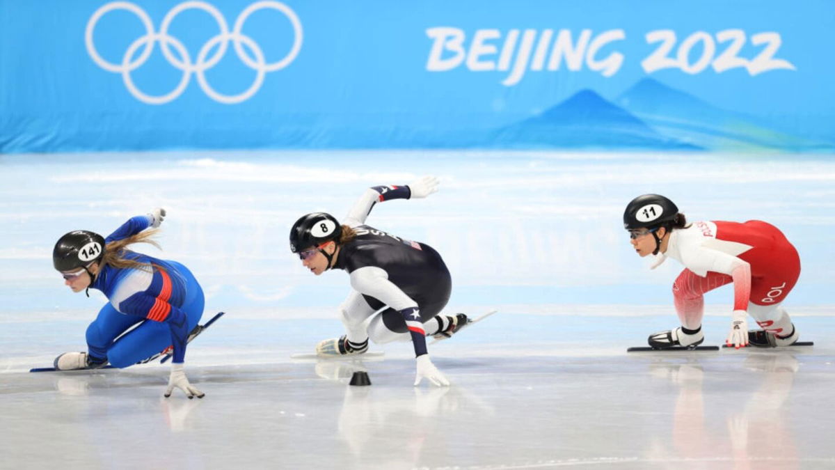 Short track skater Kristen Santos