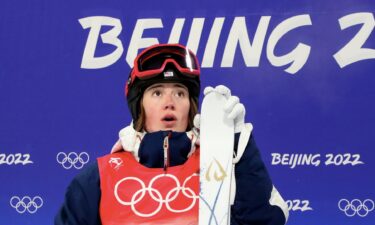 Team USA's Jaelin Kauf waits to see if he score is medal-worthy