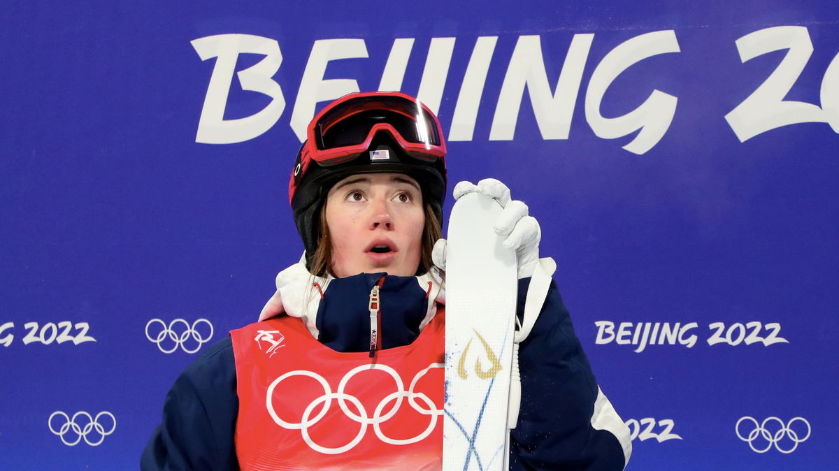 Team USA's Jaelin Kauf waits to see if he score is medal-worthy