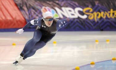 Austin Kleba competes in the Men's 500 meter final during the 2022 U.S. Speedskating Long Track Olympic Trials