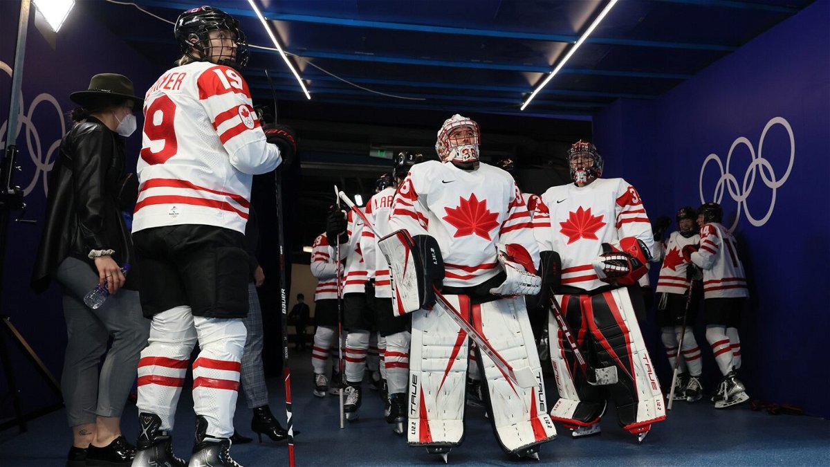 Team Canada look on prior to their match against Team ROC.