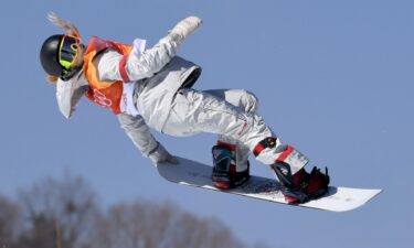 Chloe Kim snowboarding at the 2018 Winter Olympics