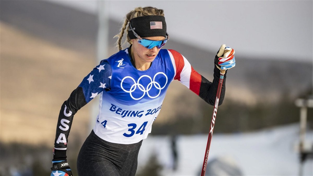 Jessie Diggins of USA in action competes during the women´s 10km classic cross-country skiing