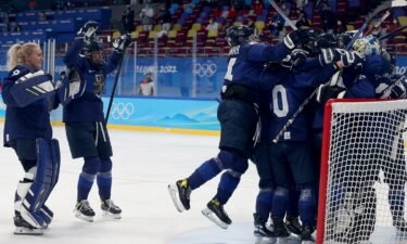 Finland celebrates winning hockey bronze.