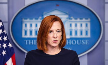 The White House says it's no longer calling potential Russian invasion of Ukraine 'imminent.' Pictured is Press Secretary Jen Psaki at the White House on October 18