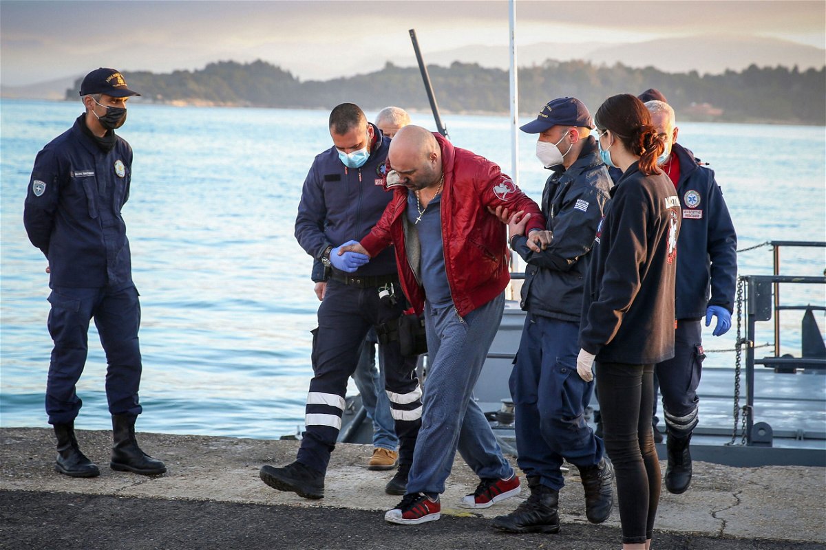 <i>STAMATIS KATAPODIS/Eurokinissi/AFPGetty Images/</i><br/>A rescued passenger arrives at the port of Corfu on Friday