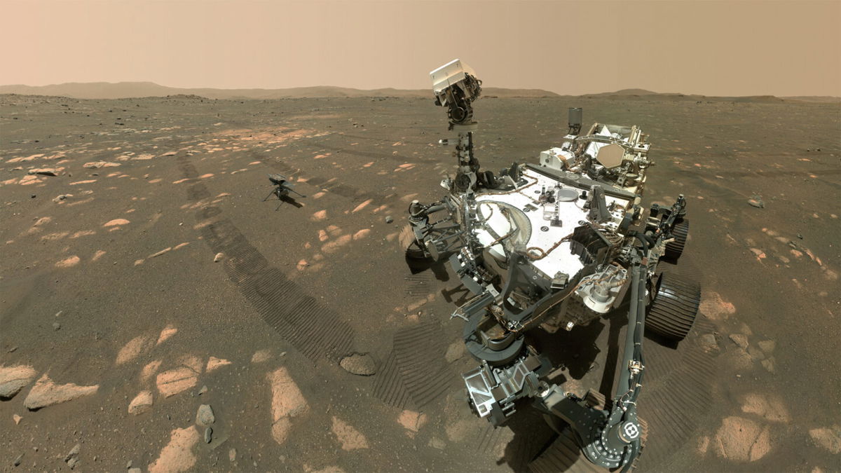 <i>JPL-Caltech/MSSS/NASA</i><br/>NASA's Perseverance Mars rover took a selfie with the Ingenuity helicopter