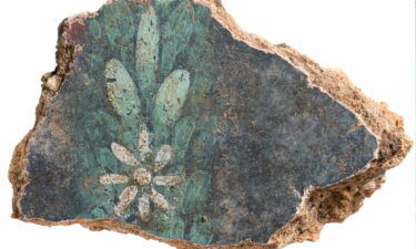 An early Roman decorated wall plaster found during excavation.