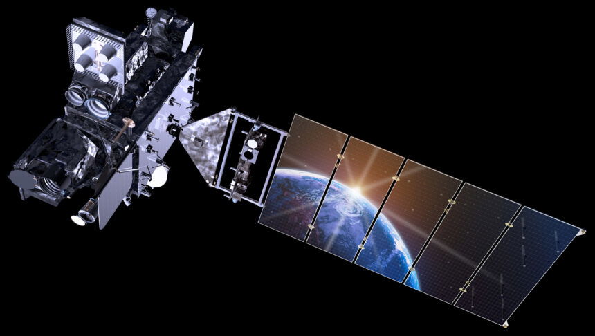 <i>NOAA/Lockheed Martin</i><br/>This is an artist's rendering of geostationary weather satellites that monitor Earth.