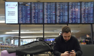 Passengers wait at Pushkin Sheremetyevo International Airport