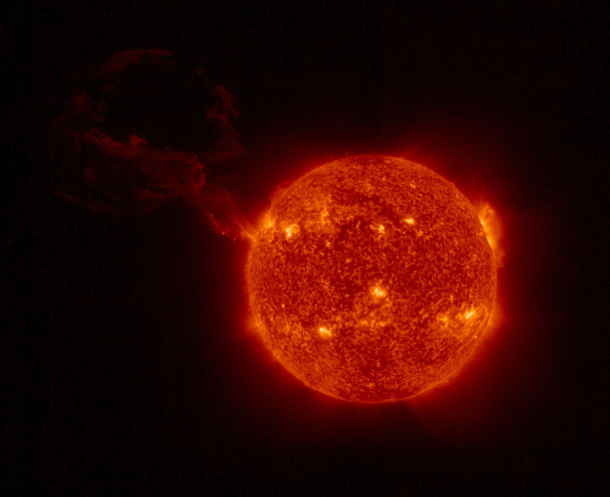 <i>Solar Orbiter/EUI Team/ESA & NASA</i><br/>The Full Sun Imager onboard the ESA/NASA Solar Orbiter spacecraft captured a giant solar eruption on February 15.