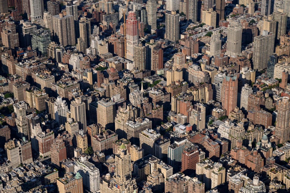 <i>Ed Jones/AFP/Getty Images</i><br/>Manhattan real estate prices were near record highs last year. This aerial general view shows apartment buildings of the upper east side of Manhattan