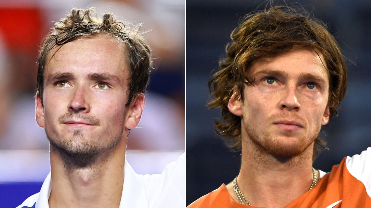 <i>Getty Images</i><br/>Russian tennis players Daniil Medvedev and Andrey Rublev both spoke against Russia's attack on Ukraine this week.