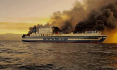 A Greece ferry fire survivor is found alive. The ferry is seen on fire in the Ionian Sea near the island of Corfu