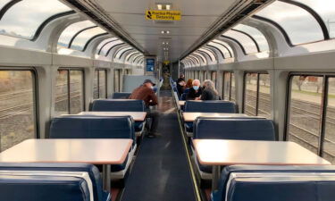 The sightseer lounge on the Coast Starlight train