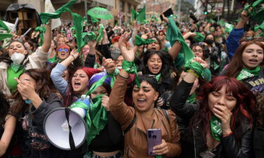 Abortion rights activists in Bogota
