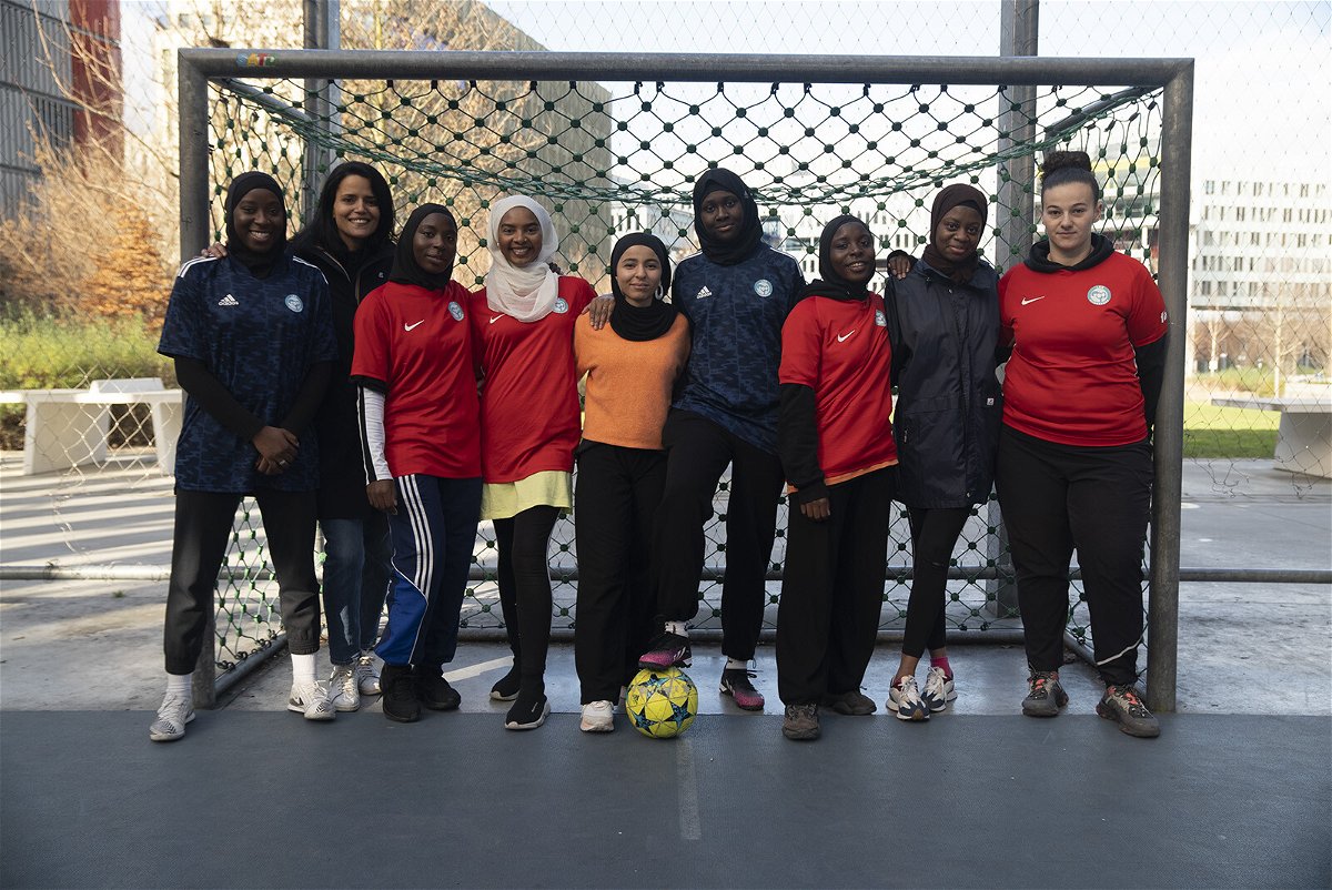 <i>Nada Bashir/CNN</i><br/>Paris based Les Hijabeuses are a collective of young hijab-wearing female footballers tackling what they say is exclusion of Muslim women from sports.