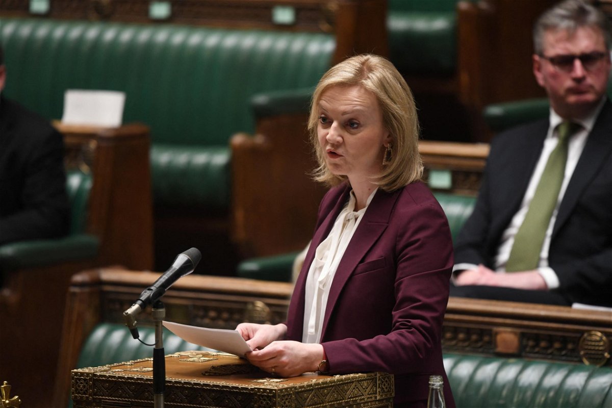 <i>Jessica Taylor/UK Parliament/Reuters</i><br/>British Foreign Secretary Liz Truss gives a statement on toughening the sanctions on Russia if it invaded Ukraine
